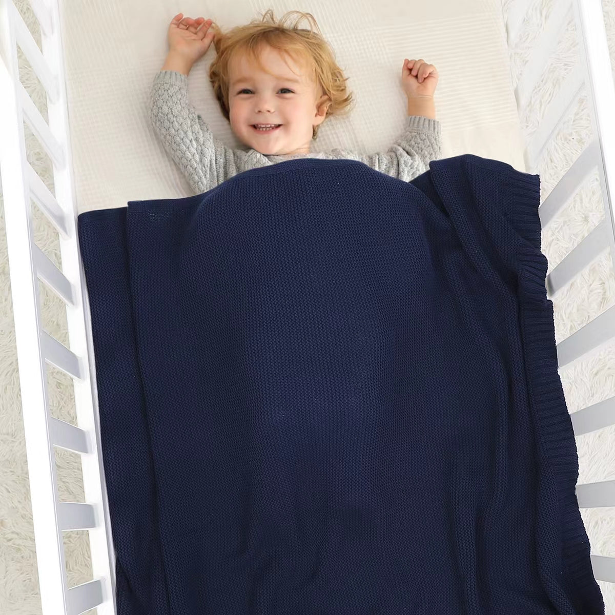 Navy Blue Knit Blanket