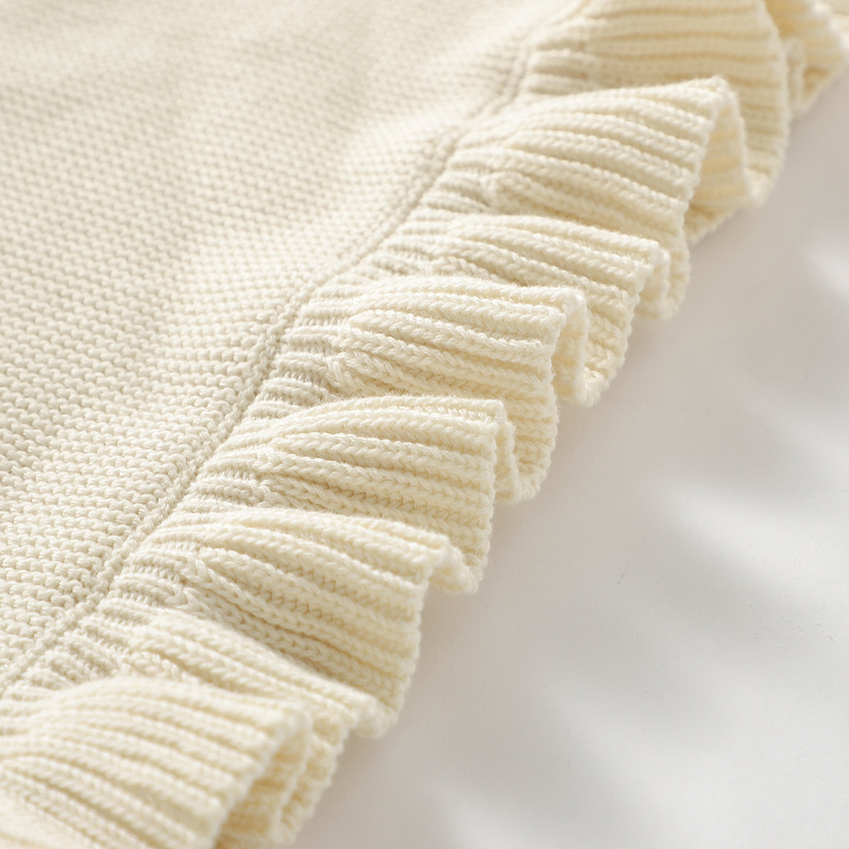 Beige Ruffled Baby Blanket