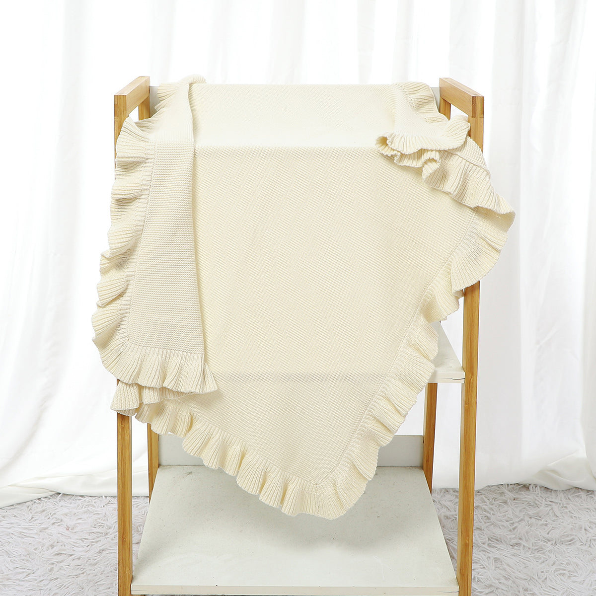 Beige Ruffled Baby Blanket