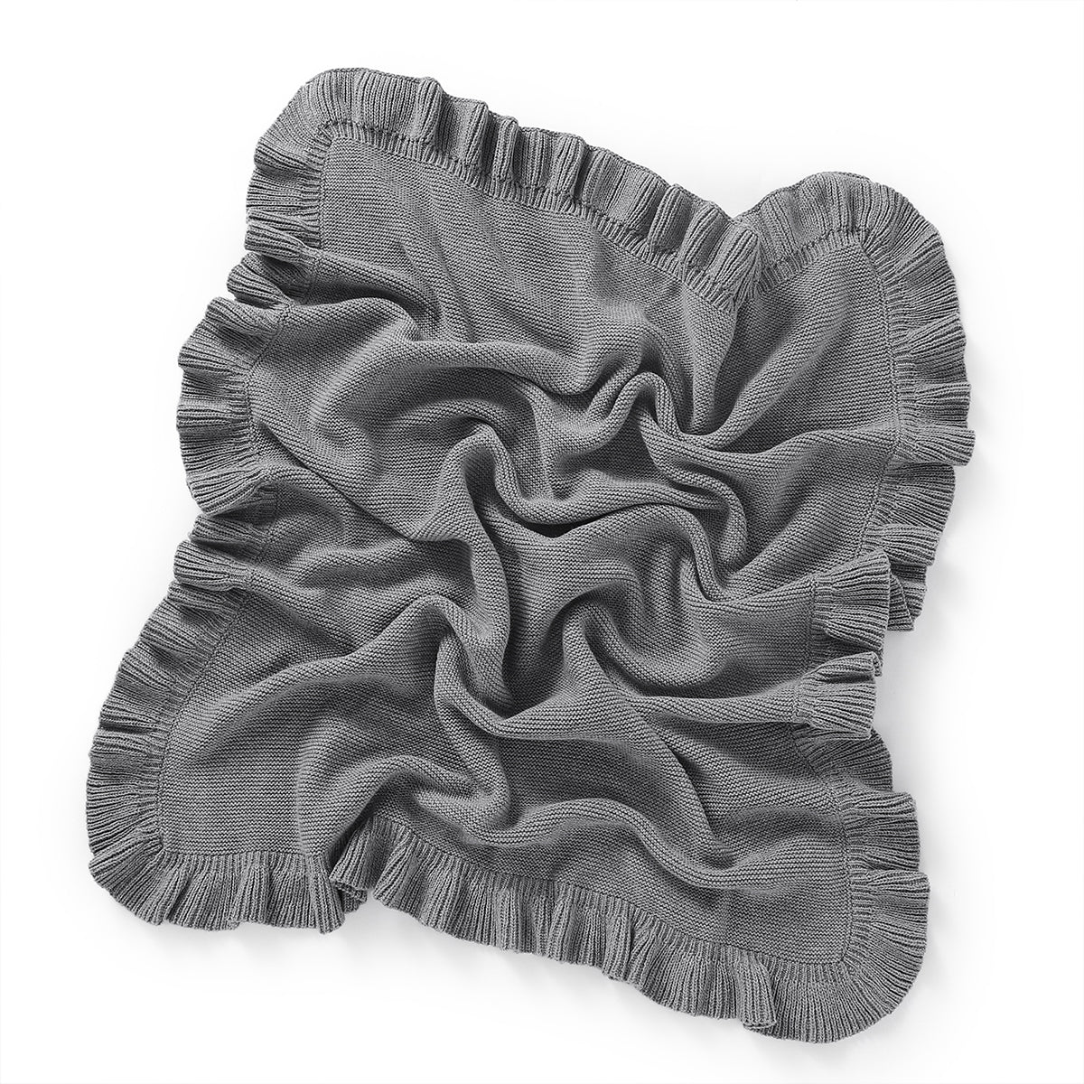 Gray Ruffled Baby Blanket