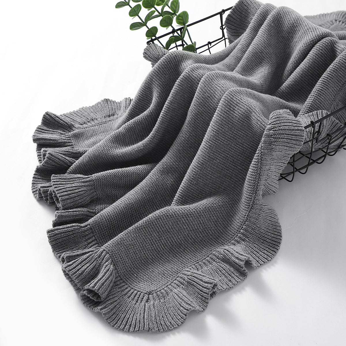 Gray Ruffled Baby Blanket