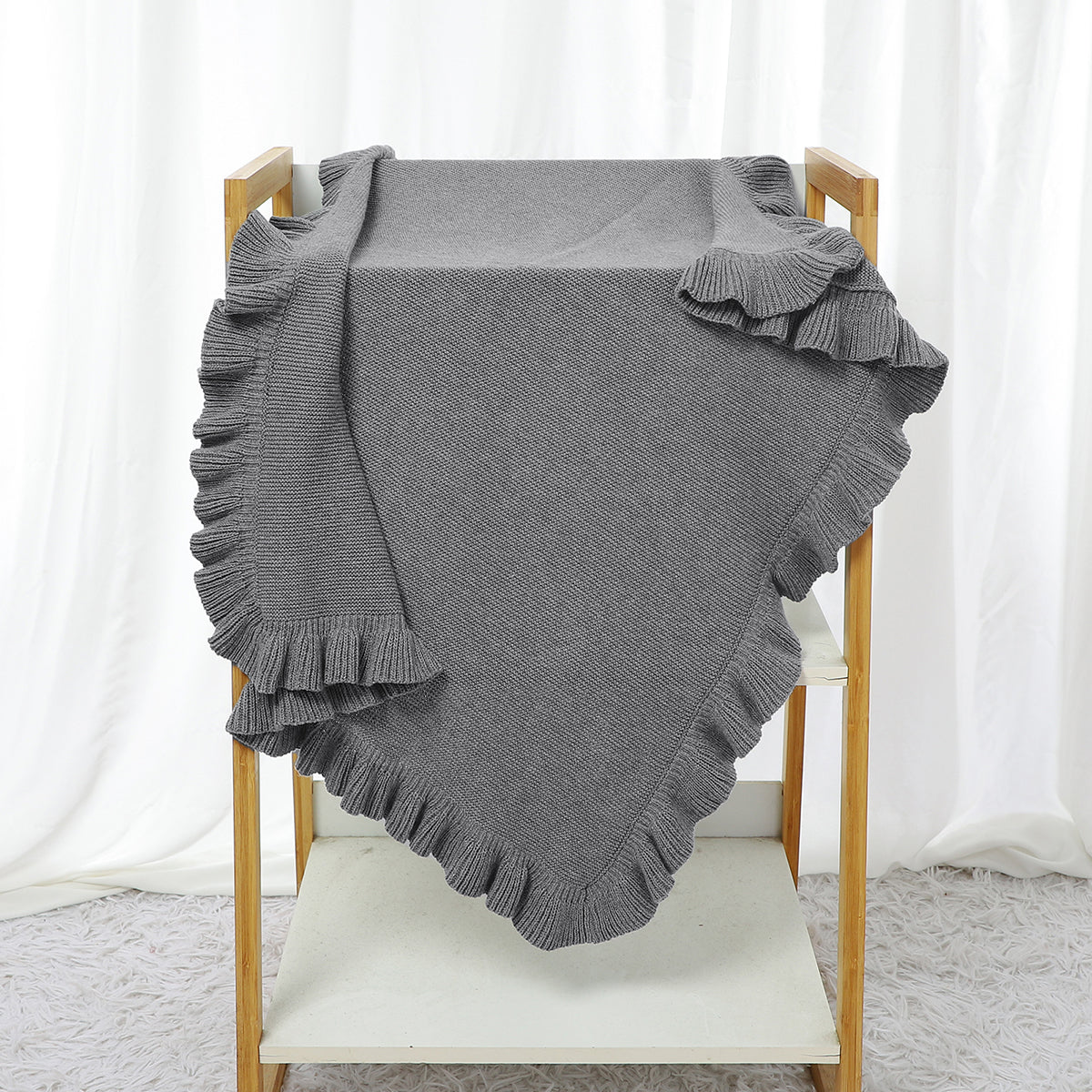 Gray Ruffled Baby Blanket