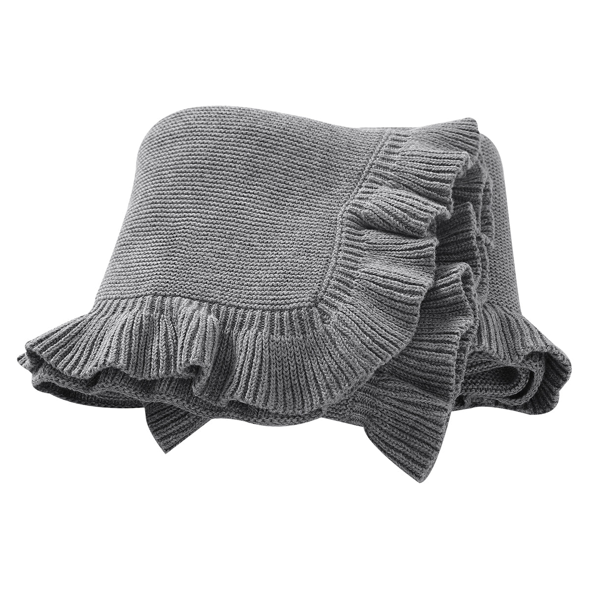 Gray Ruffled Baby Blanket