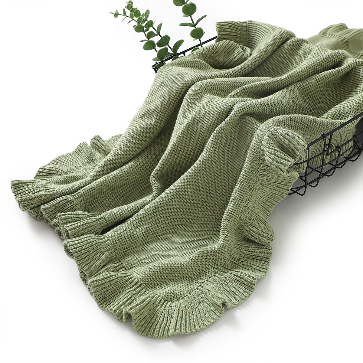 Green Ruffled Baby Blanket