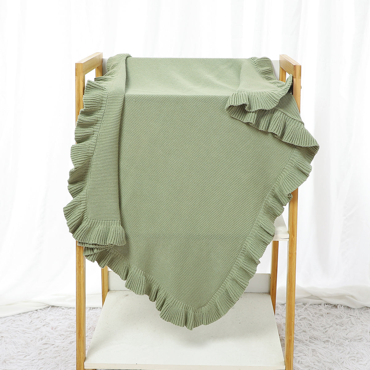 Green Ruffled Baby Blanket